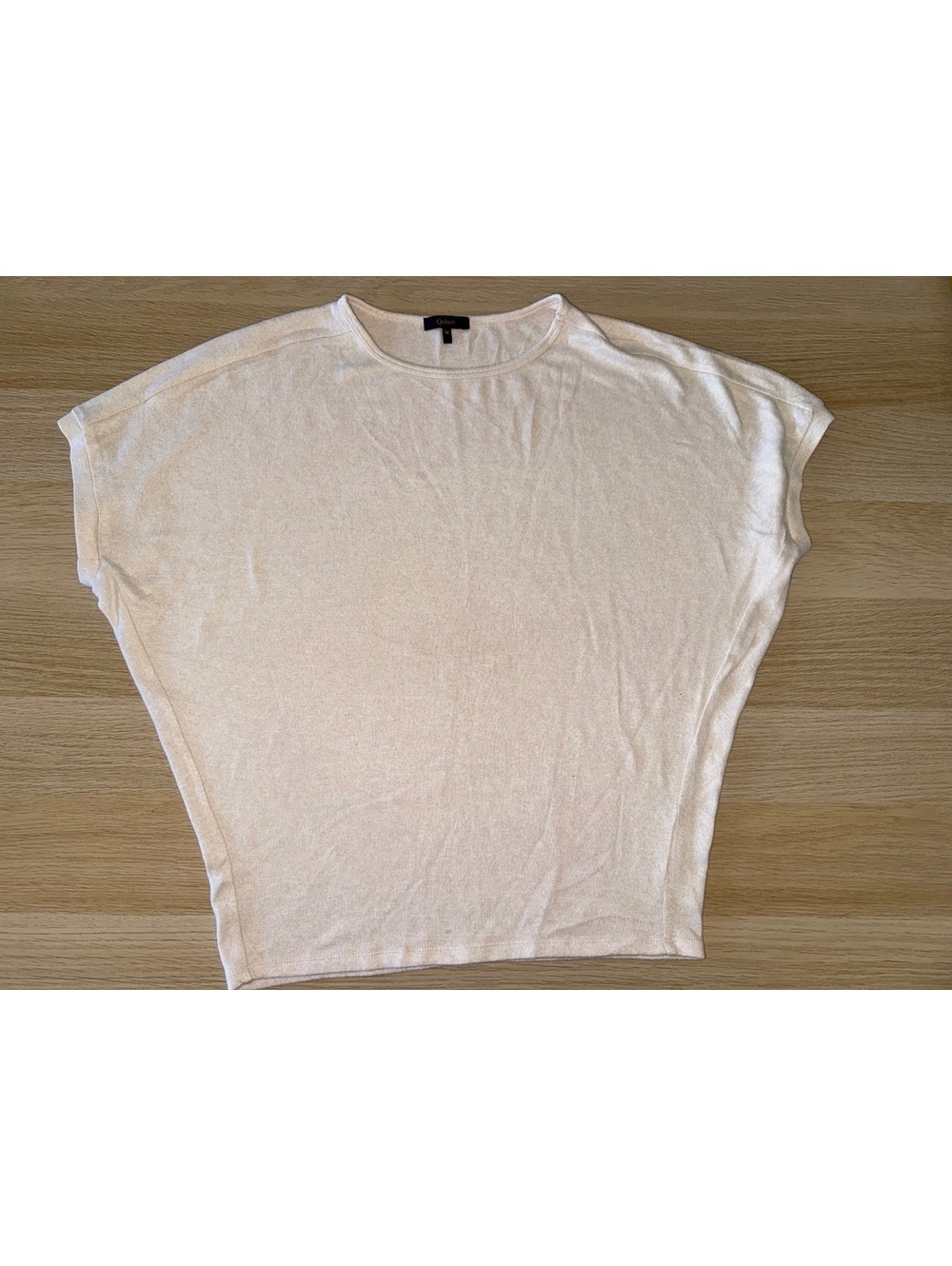 Quince Cream Cashmere Short Sleeve Crewneck Knit Sweater Top Size M